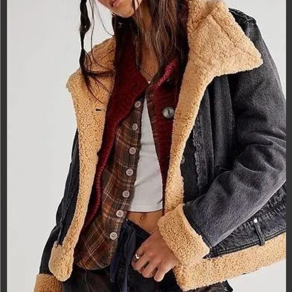 Free people rylee Sherpa moto  jacket